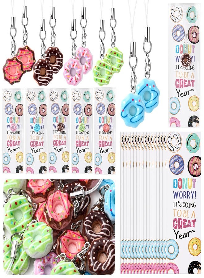 Skyygemm 50 Set Back to School Gifts Donut Keychains for Students with Donut Bookmarks Rulers Cute Dessert Style Charms Teacher First Day of School Gifts for Kids Classroom Rewards Reader Supplies - Image 1